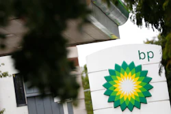 The logo of British Petroleum, BP, adorns a petrol station in west London, Aug. 4, 2020. Soaring oil and gas prices tied to the global economic recovery from the coronavirus pandemic helped bolster British oil giant BP's third-quarter profits, the company said Tuesday Nov. 2, 2021.