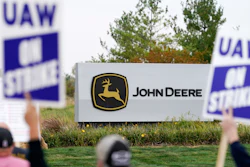 Members of the United Auto Workers strike outside of a John Deere plant, Wednesday, Oct. 20, 2021, in Ankeny, Iowa. The farm equipment manufacturer reached a tentative labor agreement Saturday, Oct. 30, with the United Auto Workers union.