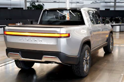This Nov. 14, 2018, file photo shows a Rivian R1T at Rivian headquarters in Plymouth, Mich. Shares in Rivian Automotive are set to trade publicly on Wednesday, Nov. 10, 2021, and the world should get a better idea of just how hot investors are for the electric vehicle market.