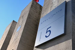 A view of the Stellantis logo on a building of the historic Mirafiori headquarters in Turin, Italy, Jan. 18, 2021. The Stellantis carmaker has secured a five-year supply of battery-grade lithium hydroxide in Europe supporting its plans to convert to 98% electrified vehicles by 2025, the company said Monday, Nov. 29, 2021. (Marco Alpozzi/LaPresse via AP, file