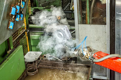 Water, used to draw heat from the die cavities, is an integral part of the die-casting process.