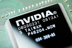 NVIDIA microchip on a motherboard, Moscow, April 2019.