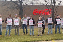 Teamsters Local 773 union members picketing outside the ABARTA Coca-Cola Beverages distribution center in Bethlehem, PA.