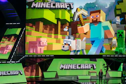 Lydia Winters shows off Microsoft's 'Minecraft' for HoloLens at the Xbox E3 2015 briefing before Electronic Entertainment Expo, Los Angeles, June 15, 2015.