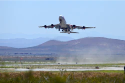 Virgin Orbit's 'Cosmic Girl' Boeing 747-400 takes off from Mojave Air and Space Port north of Los Angeles, May 25, 2020.