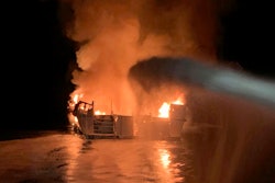 Firefighters respond to a fire aboard the Conception dive boat in the Santa Barbara Channel off the coast of Southern California, Sept. 2, 2019.