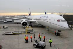 A Dreamliner 787-10 arriving from Los Angeles pulls up to a gate at Newark Liberty International Airport, Newark, N.J., Jan. 7, 2019.