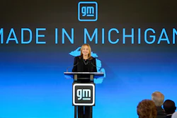 GM CEO Mary Barra during a news conference in Lansing, Mich., Jan. 25, 2022.