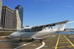 Electra's hybrid-electric, ultra-short takeoff and landing aircraft using a patent-pending distributed electric propulsion and blown lift technology.