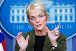 Energy Secretary Jennifer Granholm speaks during a press briefing at the White House, Nov. 23, 2021, in Washington. The Biden administration has issued its first clean energy loan guarantee, reviving an Obama-era program that disbursed billions of dollars in guarantees to help launch the country's first utility-scale wind and solar farms a decade ago but has largely gone dormant in recent years. The Energy Department said it would guarantee up to $1 billion in loans to help a Nebraska company scale up production of 'clean' hydrogen to convert natural gas into commercial products that enhance tires and produce ammonia-based fertilizer.