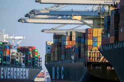 Container ship Ever Far, left, sails down river past the Georgia Ports Authority's Port of Savannah, Wednesday, Sept. 29, 2021, in Savannah, Ga. Inflation has spiked during the recovery from the pandemic recession as Americans have ramped up spending on such items as cars, furniture and appliances. Those increased purchases have clogged ports and warehouses and exacerbated supply shortages of semiconductors and other parts.