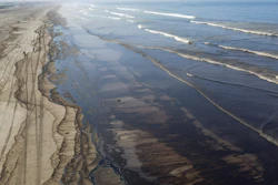 The Peruvian Civil Defense Institute said in a press release that a ship was loading oil into La Pampilla refinery on the Pacific coast on Sunday when strong waves moved the boat and caused the spill.