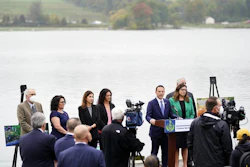 Pennsylvania Attorney General Josh Shapiro during a news conference at Marsh Creek State Park, Downingtown, Pa., Oct. 5, 2021.