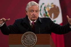 President Andres Manuel Lopez Obrador gives his daily morning news conference at the presidential palace, Mexico City, Dec. 18, 2020.