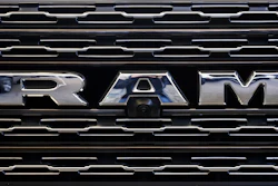 Ram logo at the Pittsburgh International Auto Show, Feb. 14, 2019.