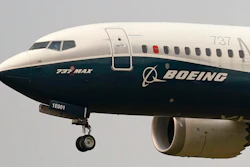 A Boeing 737 Max jet prepares to land at Boeing Field following a test flight in Seattle.