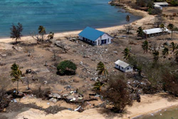 Debris from damaged building and trees on Atata Island in Tonga, Jan. 28, 2022.