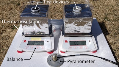 Researchers test two identical outdoor experimental setups placed next to each other.