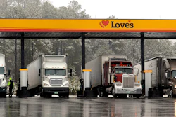 Trucks at a gas station in Emerson, Ga., Feb. 11, 2014.
