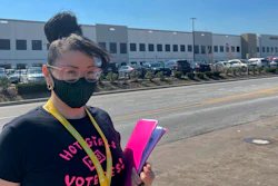 Michelle Valentin Nieves outside the Amazon fulfillment center in Staten Island, March 16, 2022.