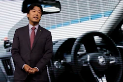 Nissan Motor Co. Executive Vice President Kunio Nakaguro speaks during Nissan's presentation of the media preview of the Tokyo Motor Show on Oct. 23, 2019, in Tokyo. Nissan is working with NASA on a new type of battery for electric vehicles that promises to charge quicker and be lighter yet safe, the Japanese automaker said Friday, April 8, 2022. Nakaguro said Nissan was extremely competitive in the game because the battery it’s developing promised to be “a game-changer.”