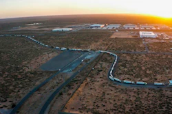 Truckers block the entrance into the Santa Teresa Port of Entry in Ciudad Juarez going into New Mexico, April 12, 2022.