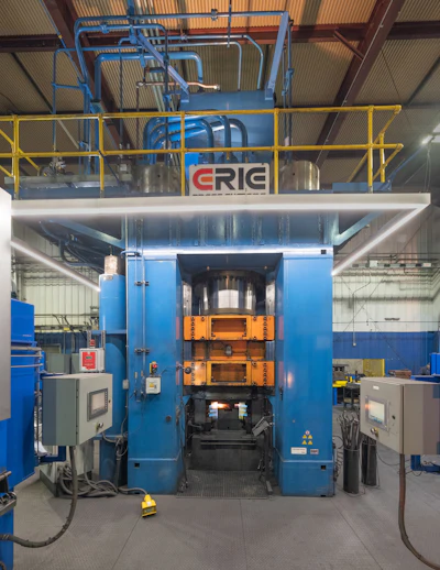 A 3,000-ton press like that of Ajax-CECO-Erie Press features hydraulic press design, controls, and automation that help optimize component quality, production, and price.