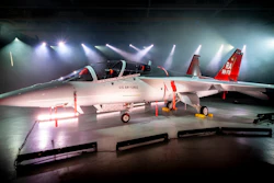 The first T-7A Red Hawk advanced trainer has rolled out of the production facility in St. Louis, Missouri.