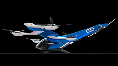 CityAirbus NextGen is a fully electric vehicle equipped with fixed wings, a V-shaped tail, and eight electrically powered propellers