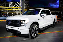 A Ford F-150 electric truck is displayed at the Rouge Electric Vehicle Center, Tuesday, April 26, 2022, in Dearborn, Mich.