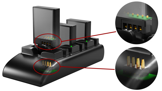 Dual-beam contact design provides continuous power in high-shock, high-vibration environments.