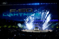 Ford's Chief Executive Engineer Linda Zhang unveils the Ford F-150 Lightning, Wednesday, May 19, 2021, in Dearborn, Mich. United Rental said Tuesday, May 10, it has a deal to buy 500 of Ford’s F-150 Lightning electric trucks and 30 of its E-Transit electric vans. United Rental expects 120 of the trucks and all 30 of the vans to be delivered and deployed this year as part of its goal to reduce its fleet’s greenhouse gas emissions.
