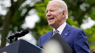 President Joe Biden speaks in the Rose Garden of the White House, May 13, 2022.