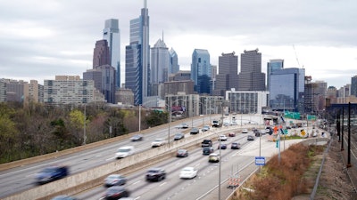 Traffic moves along the Interstate 76 highway in Philadelphia. The Senate on Thursday, May, 26, 2022, confirmed former California pollution regulator Steven Cliff to run the National Highway Traffic Safety Administration.