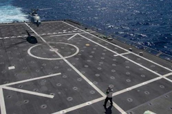 A MQ-8C Fire Scout prepares to land aboard USS JACKSON (LCS-6) in the Pacific Region, April 19, 2022.
