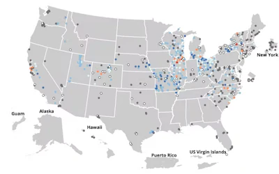 More than 800 sites that cover populations of various sizes report COVID-19 wastewater numbers to the CDC.