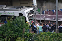 Emergency services said crews were helping to evacuate the about 100 people on board the passenger train.