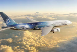 The Boeing 2022 ecoDemonstrator will test 30 technologies to enhance safety and sustainability. Shown here, an image of the airplane – a Boeing-owned 777-200 ER (Extended Range).