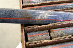 In this Oct. 4, 2011, photo, a core sample drilled from underground rock near Ely, Minn., shows a band of shiny minerals containing copper, nickel and precious metals, center, that Twin Metals Minnesota LLC, hopes to mine near the Boundary Waters Canoe Area Wilderness in northeastern Minnesota. The U.S. Forrest Service issued a draft environmental assessment Thursday, June 23, 2022, that backs a proposed 20-year moratorium on copper-nickel mining upstream from the Boundary Waters Canoe Area Wilderness.