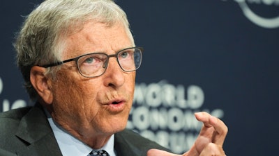 Bill Gates speaks at a news conference during the World Economic Forum in Davos, Switzerland, May 25, 2022.