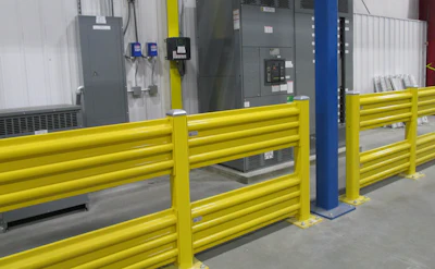 Steel King guardrails, made with 11-gauge steel, keep pedestrians in defined walkways and vehicles along predetermined routes with protective barriers maintaining separation.