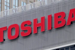 The logo of Toshiba Corp. is seen at a company's building in Kawasaki near Tokyo, on Feb. 19, 2022. Troubled Japanese technology giant Toshiba announced some additions to its proposed leadership Thursday, May 26, 2022, ahead of a shareholders’ meeting next month.