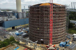 A vast thermal tank to store hot water is pictured in Berlin, Germany, Thursday, June 30, 2022. Power provider Vattenfall unveiled a new facility in Berlin on Thursday that turns solar and wind energy into heat, which can be stored in a vast thermal tank and released into the German capital's grid as needed, smoothing out the fluctuating supply problem of renewables.