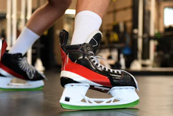 Vegas Golden Knights NHL hockey team defenseman Brayden McNabb works out in DriBlades that were developed for off-ice training for hockey players, at Kelly Riou’s Next Level Training Centre in Saskatoon, Saskatchewan, Thursday, June 16, 2022.