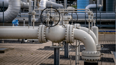 Pipes of the gas storage plant Reckrod are pictured near Eiterfeld, central Germany, Thursday, July 14, 2022, after the Nord Stream 1 pipeline was shut down due to maintenance.