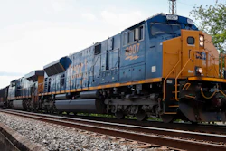 A CSX freight train pulls through McKeesport, Pa., June 2, 2020.