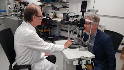 Dr Mario Giardini from the University of Strathclyde testing the technology.