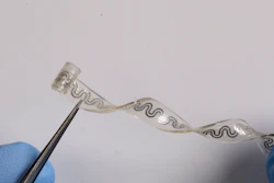The soft flexible device bends and stretches with the body, without the need for bulky, rigid hardware.