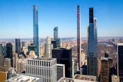 Four residential skyscrapers tower over the skyline south of Central Park in the Manhattan borough of New York City on Friday, Feb. 26, 2021. From left, Central Park Tower, One57, Steinway Tower and the MoMA Expansion Tower. One skyscraper stands out from the rest in the Manhattan skyline. It's not the tallest, but it is the skinniest — the world's skinniest, in fact. The 84-story residential Steinway Tower, designed by New York architecture firm SHoP Architects, has the title of “most slender skyscraper in the world” thanks to its logic-defying ratio of width to height: 23 1/2-to-1.