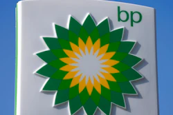 A BP logo is seen at a petrol station in London, Tuesday, March 8, 2022.